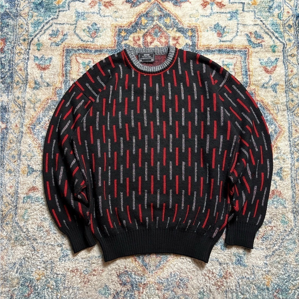 Vintage Sears Striped Pullover Sweater Medium